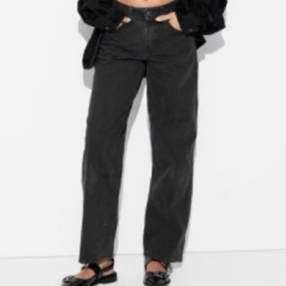 NEW! Wild Fable Black Wash distressed 90's Relaxed Straight Leg Jeans Size 10 - Picture 2 of 4